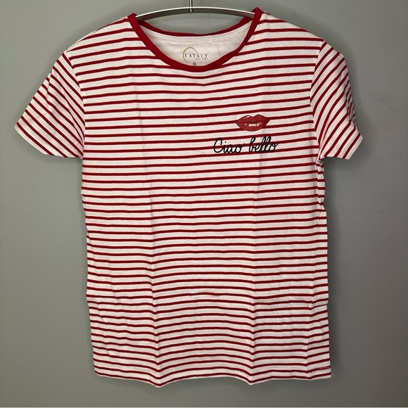 Red And White Striped T Shirt Women 2026.Eataly | Tops | Eataly Ciao Bello Red And White Striped Tee Shirt Size ...